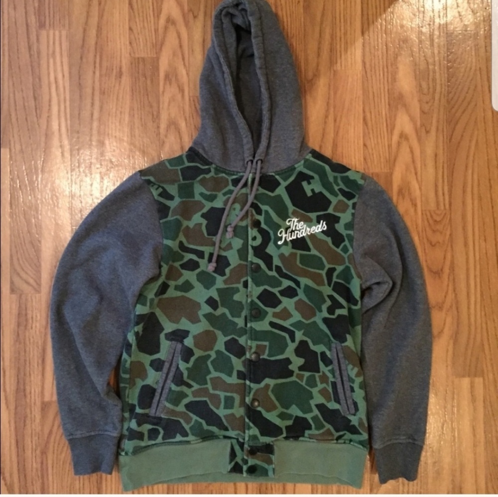 The Hundreds Button Down Hoodie Sweatshirt Camo